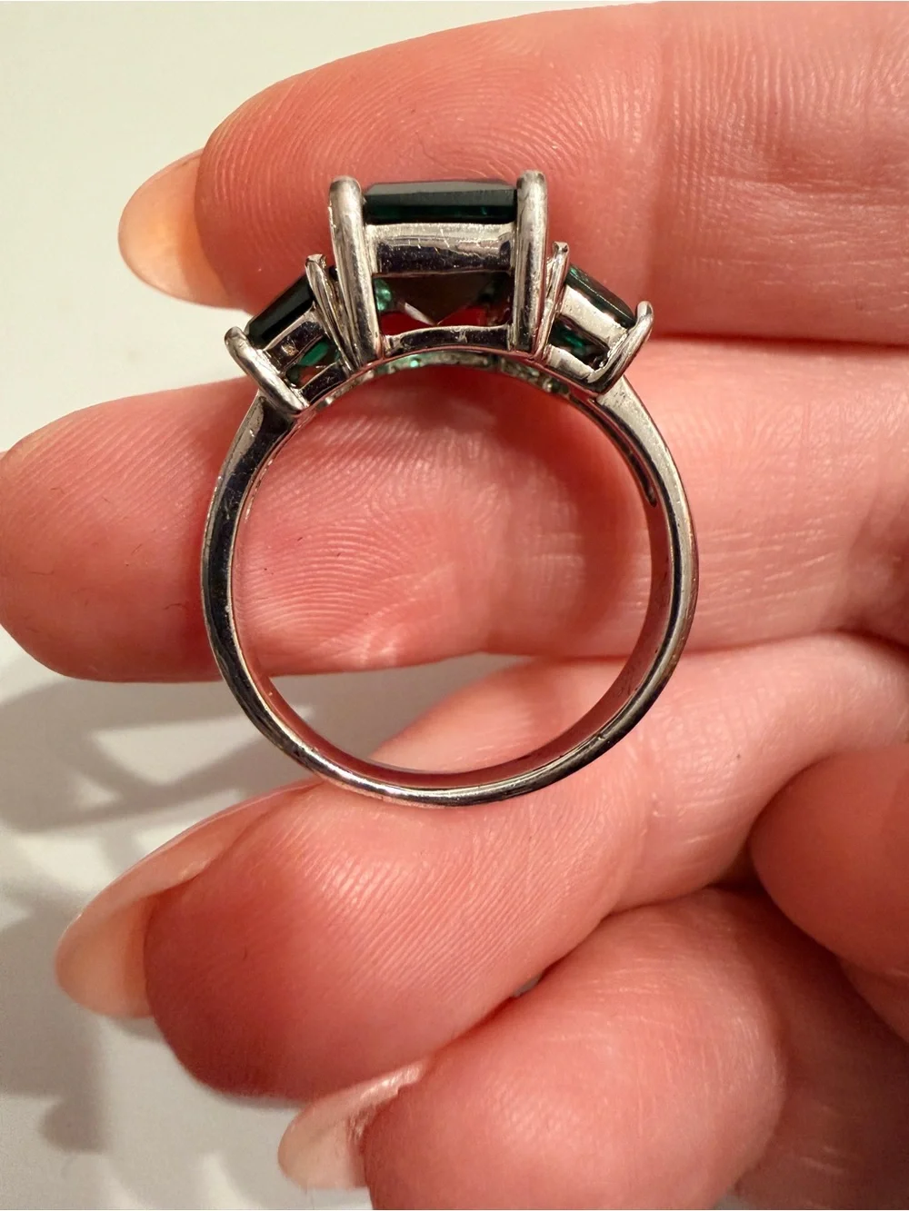 Sterling Silver Helenite Three-Stone Cocktail Ring